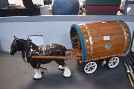Pottery Shire Horse with Cart