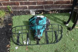 Cast Iron Rain Hopper, and a Metal Wall Basket