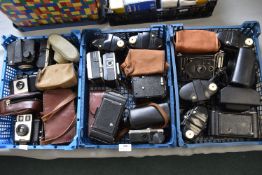 Three Trays of Assorted Vintage Cameras Including Kodak Brownies, etc.