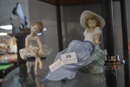 One Nao and One Lladro Girl Figurines