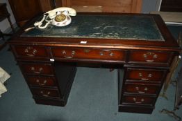 Small Desk with Tooled Leather Insert Top