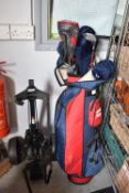 Assorted Golf Clubs, Bag, and Trolley