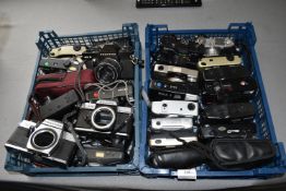 Two Trays of Assorted Vintage Cameras Including Praktica, etc.