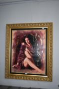 Gilt Framed Canvas Wall Art of a Young Lady