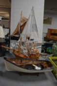 Four Wooden Model Boats