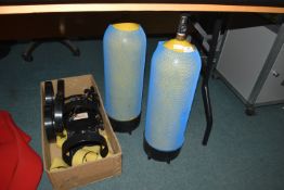 Pair of Diving Oxygen Tanks and Accessories (out of test)