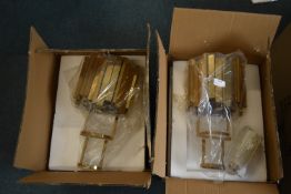 Two iLite Pendant Lamps in Gold Finish 45cm