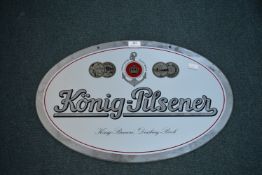 Vintage Pub Advertising Mirror for Konig Pilsner