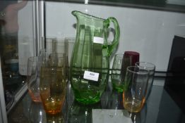 Vintage Coloured Glass Lemonade Set