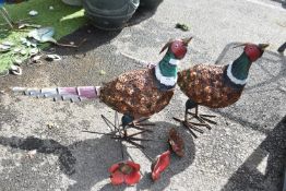 Pair of Decorative Metal Pheasant Ornaments