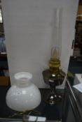 Oil Lamp with White Glass Shade