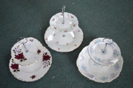 Three Pottery Cake Stands
