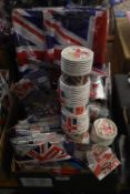 *Union Jack Party Goods Including Paper Cups, Plates, Straws, Bunting, etc.