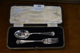 Hallmarked Sterling Silver Christening Set with Case