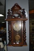 Vienna Style Wall Clock in Carved Mahogany Case