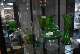 Vintage Green Glass Vases and Goblets etc.
