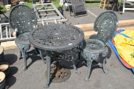 Patio Table with Two Chairs, and Parasol Base
