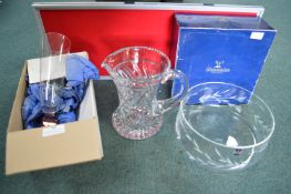Three Crystal Glass Vases and Bowls