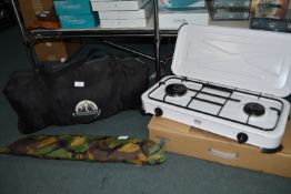 Camping Equipment Including Adventure Ridge Tent, Gas Camp Stove, etc.