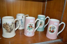 Five Pottery Beer Tankards Including Bass Worthington and T.G. Green