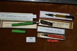 Two Hull Advertising Fountain Pens with Gold Nibs plus One Other