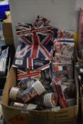 *Union Jack Party Goods Including Paper Cups, Straws, Bunting, etc.