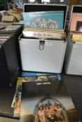 Aluminium Record Case Containing Mixed Rock and Pop LPs