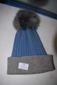 *Grey & Blue Beanie with Bobble