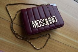 Moschino Burgundy Handbag with Gold Chain (no authentication)
