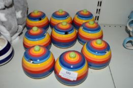 *Nine Rainbow Strip Sugar Pots