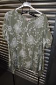 *Luvvy Khaki Linen Top with White Floral Print Size: 10-18