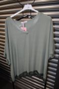 *Moss Green Linen Top with Stain Trim Size: 10-18
