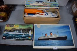 Battery Operated Pond Boat, Air Fix HMS Ajax Kit, and a QE2 Jigsaw
