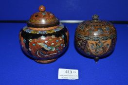 Two Chinese Cloisonne Lidded Pots (both AF)
