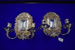Pair of Asprey Silver Wall Sconces with Electric Fittings - Hallmarked London 1963, 2193g gross -
