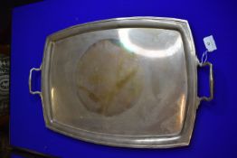 Twin Handled Silver Tray - Hallmarked Sheffield 1941 by S & W, ~2782g
