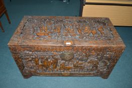 Chinese Carved Camphorwood Chest