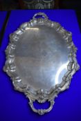 Silver Twin Handled Tray with Graduated Edge by Walker & Hall - Hallmarked Sheffield 1962, ~4356g