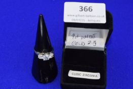 9ct White Gold Ring with CZs, 2.7g gross