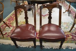 Pair of Victorian Mahogany Side Chairs with Upholstered Seats