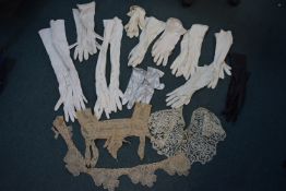 Vintage Ladies Gloves and Lace, etc.