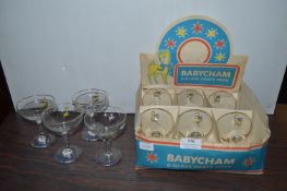 Ten Babycham Glasses with Packaging