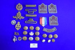 Military Cloth and Cap Badges, Buttons, etc.