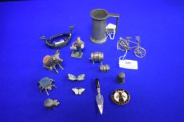 Small Metal Collectibles Including Silver Plate, Pewter Cushions, etc.