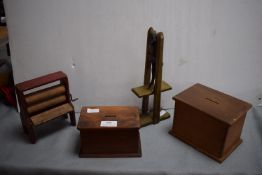 Vintage Wooden Moneyboxes, Mangle, and a Wooden Acrobat