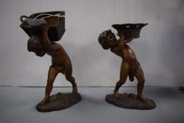 Pair of Bronzed Spelter Figures After Charles Theodore Perron