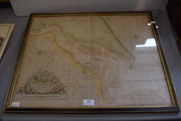 Original Sea Chart of the River Humber by Captain Grenville Collins circa 1683