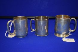 Three Silver Mugs - Hallmarked Birmingham 1914 to 1927, ~189g total