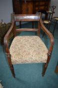 Regency Mahogany Armchair with Floral Upholstered Seat