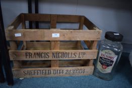 Vintage Wooden Crate and Sweet Jar